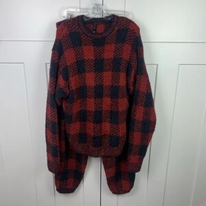 Skims XL Cozy Set Pullover Crew Neck Joggers Buffalo Check Lodge Heritage